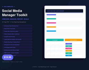 Social Media Manager Toolkit: Onboard, Manage, Report, Scale (Digital Download)