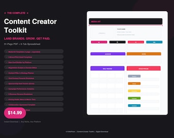 Content Creator Toolkit: Media Kit, Pitch Emails, Rate Card (Digital Download)