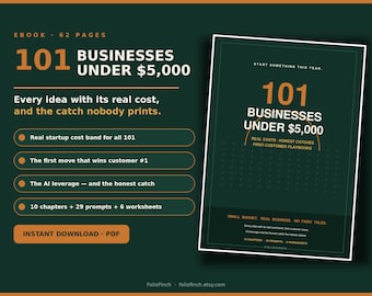 101 Businesses Under 5000 Dollars | Startup Costs, Side Hustle Guide (Digital Download)