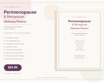 Perimenopause & Menopause Wellness Planner: Symptom, HRT, Doctor Visit Tracker (Digital Download)