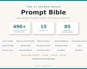 AI Prompt Bible: 490+ Parameterized Prompts, Personas, Commands (Digital Download)