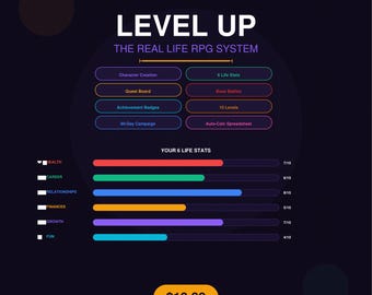 Level Up Real Life RPG System: Gamified Planner, Quest Board, XP Tracker (Digital PDF)