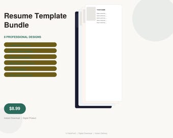 8 Professional Resume Templates: Modern, Creative, Minimalist CV Designs (Digital Download)