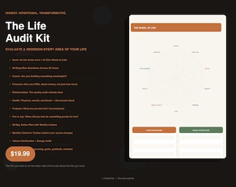 Life Audit Kit: Wheel of Life Journal, Personal Growth Workbook (PDF)