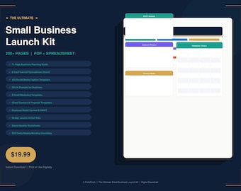 Small Business Launch Kit: Business Plan, Brand, Marketing, Financial Templates (Digital Download)