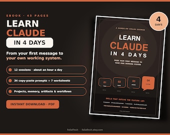 Learn Claude AI Course | 4-Day Beginner Crash Course (Digital Download PDF)