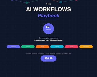 AI Workflows Playbook: 50+ Prompt Systems for Business, Marketing, Sales (Digital Download)