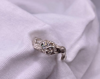 Handmade Sterling Silver CZ Ring: UK Size N.5