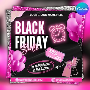 Black Friday-flyer, Black Friday-uitverkoopflyer, Pink Friday-uitverkoopflyer, DIY Pink Friday-flyer, Flash-uitverkoop, Hair Braids Lash, bewerkbaar op canvas