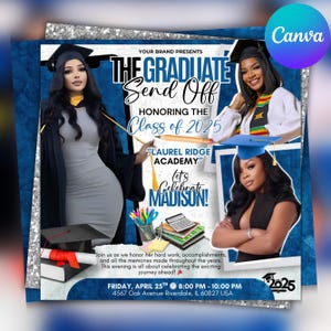 Graduate Flyer, Graduation Party Flyer, Graduation Invitation, College Decision, Class of 2025 Flyer, Senior Grad Announce, Canva Editable