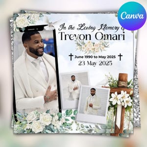 Memorial Funeral Announcement Flyer, Funeral Announcement Template, Funeral Memorial Announcement Flyer, Rest In Peace Flyer, Canva Editable
