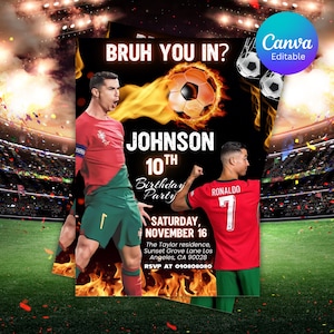 Cristiano Ronaldo Invitation Cristiano Ronaldo Soccer Birthday Invitation | Football Party Invite for Boy | SIUU Ronaldo Theme Invitation