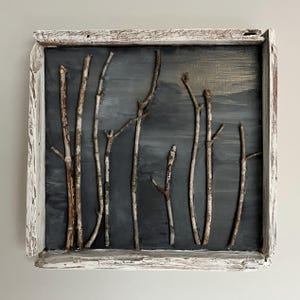 Scatola delle ombre Foresta Betulla Arte 8x8