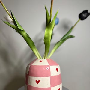 Handmade Ceramic Vase with Heart Design - Unique Valentine’s Gift, Home Decor