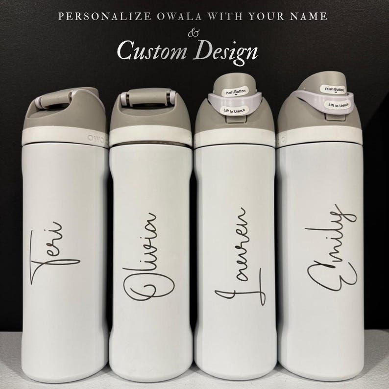 Personalized Owala 24oz FreeSip bottle with custom logo or name engraving. Perfect for unique gifts, branding, or personalized everyday use.
