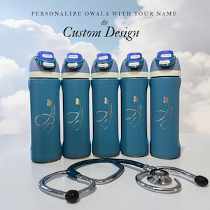 Personalized Owala FreeSip bottle with engraved name, ideal for nurses and healthcare workers. Perfect for hospital shifts and daily hydration. A practical and thoughtful gift for RN and medical professionals.
