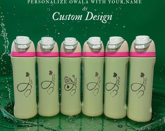 Garrafa Owala FreeSip gravada, presente para estudante de enfermagem, recém-formado em medicina ou profissional da área da saúde. Presente personalizado de agradecimento com nome.