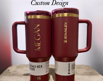 Personalisierte 40 Unzen Stanley Tumbler Große Name Gravierte Thermobecher Reiseflasche mit Griff Klappstrohhalmdeckel, Benutzerdefiniertes Trinkgeschenk
