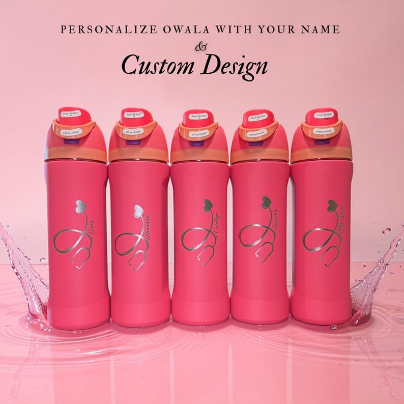 Personalized Owala FreeSip bottle with engraved name, ideal for nurses and healthcare workers. Perfect for hospital shifts and daily hydration. A practical and thoughtful gift for RN and medical professionals.