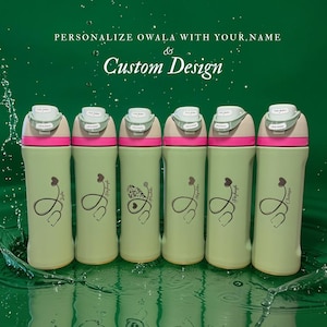 Personalized Owala FreeSip bottle with engraved name, ideal for nurses and healthcare workers. Perfect for hospital shifts and daily hydration. A practical and thoughtful gift for RN and medical professionals.
