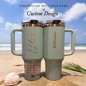 Personalized Stanley 40oz tumbler with custom engraved design, logo, or artwork. Perfect for unique gifts, branding, personal artwork, or creative drinkware.