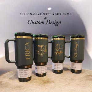 Personalized Stanley 40oz tumbler with custom engraved design, logo, or artwork. Perfect for unique gifts, branding, personal artwork, or creative drinkware.
