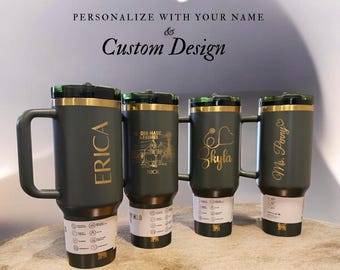Copo térmico Stanley personalizado de 1,18 litro com gravação personalizada | Crie seu próprio logotipo, arte ou nome | Utensílio de cozinha para bebidas, modelo ProTour com canudo retrátil