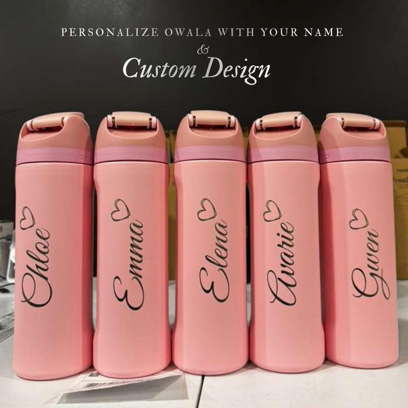 Personalized Owala 24oz FreeSip bottle with custom laser engraved name. A stylish and practical gift for daily use, travel, or everyday hydration.