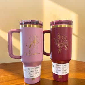 Personalized Stanley 40oz tumbler with custom engraved design, logo, or artwork. Perfect for unique gifts, branding, personal artwork, or creative drinkware.