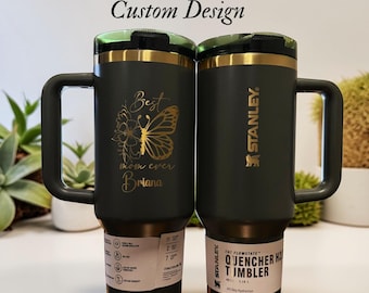 Copo térmico Stanley personalizado de 1,18 litro com alça, tampa com canudo retrátil, nome ou design gravado | Logotipo personalizado | Brinde corporativo