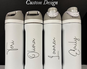 Garrafa personalizada Owala FreeSip de 710ml com nome gravado a laser | Presente de aniversário exclusivo, presente fitness para mulheres, garrafa de água personalizada