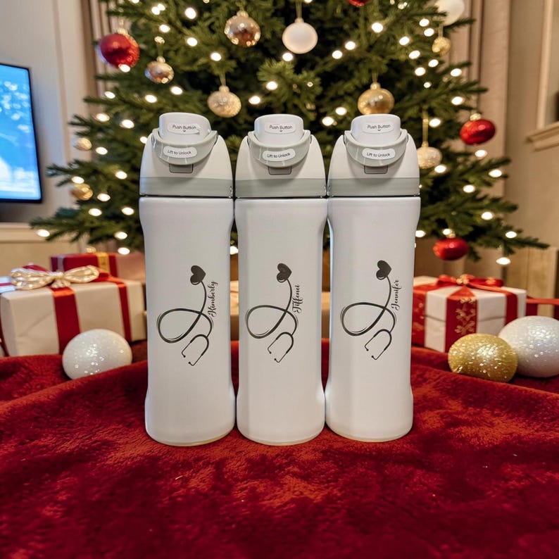 Personalized 24oz FreeSip Water Bottle | Custom Engraved Name Bottle | Insulated Stainless Steel Cup | Gift for Her, Kids, School Bottle