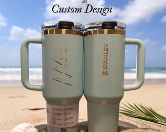 Copo Stanley personalizado de 1,18 litro com alça, tampa com canudo retrátil e nome gravado | Ideia de presente personalizado, presente para bebidas, Stanley Pro Tour