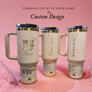 Personalized Stanley 40oz tumbler with custom engraved design, logo, or artwork. Perfect for unique gifts, branding, personal artwork, or creative drinkware.