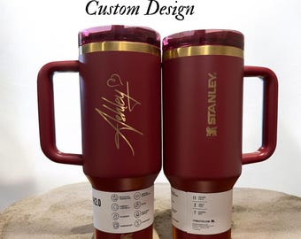 Copo térmico Stanley personalizado de 1,2 litro com alça e tampa com canudo retrátil | Copo personalizado com nome ou logotipo | Caneca térmica para viagem, presente para ela, brinde corporativo