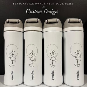 Personalized Owala 24oz FreeSip bottle with custom laser engraved name. A stylish and practical gift for daily use, travel, or everyday hydration.