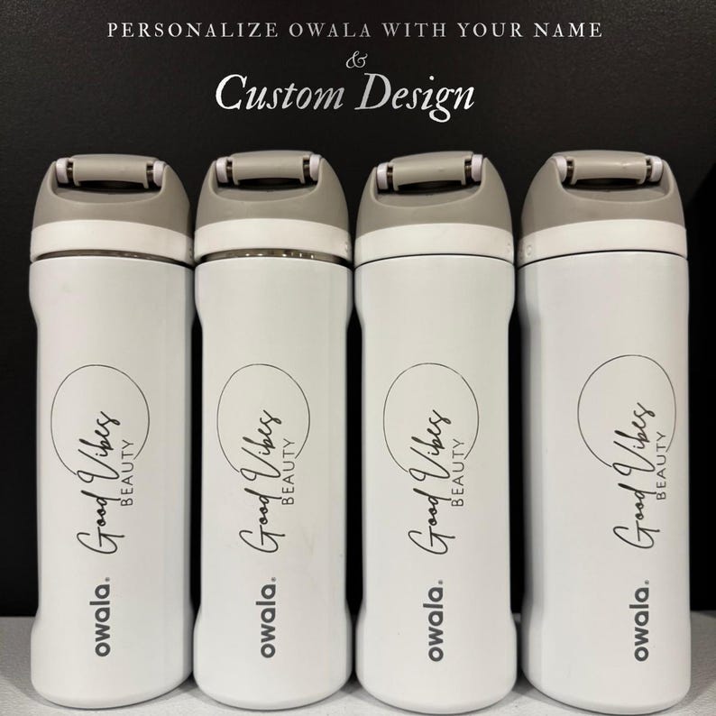 Personalized Owala 24oz FreeSip bottle with custom laser engraved name. A stylish and practical gift for daily use, travel, or everyday hydration.