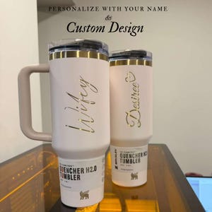 Personalized Stanley 40oz tumbler with custom engraved name, perfect gift for mom or women. Ideal for daily use and personalized gifting.