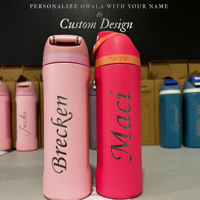 Personalized Owala 24oz FreeSip bottle with custom logo or name engraving. Perfect for unique gifts, branding, or personalized everyday use.