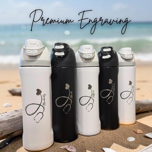 Personalized 24oz FreeSip Water Bottle | Custom Engraved Name Bottle | Insulated Stainless Steel Cup | Gift for Her, Kids, School Bottle