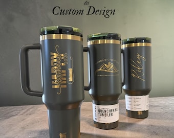 Copo térmico Stanley personalizado de 1,18 litro (40 oz), copo Stanley personalizado, Stanley com nome gravado, copo térmico com alça e tampa com canudo retrátil, caneca térmica para viagem.