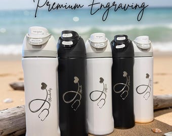 Personalized Name Engraved Owala FreeSip Bottle, Gift for Nurse, Healthcare Worker, RN Daily Hydration Bottle for Hospital Shift Use