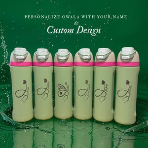 Personalized 24oz FreeSip Water Bottle | Custom Engraved Name Bottle | Insulated Stainless Steel Cup | Gift for Her, Kids, School Bottle