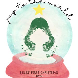 Baby&#39;s First Christmas DIY Craft Template for Handprint or Footprint - Snow Globe