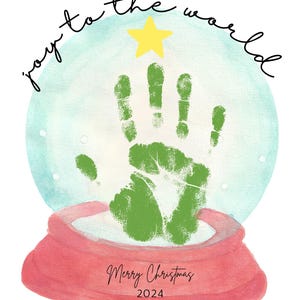 Kids Christmas DIY Craft Template for Handprint or Footprint - Snow Globe
