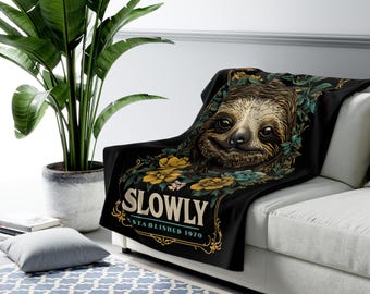 Sloth Sherpa Fleece Blanket – Cozy Animal Throw, Home Decor