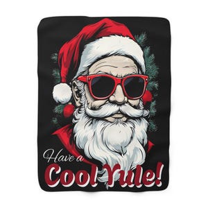 Cool Yule Sherpa Fleece Blanket - Christmas Throw, Winter Home Decor, Holiday Gift, Cozy Sofa Blanket, Festive Living Room Accent