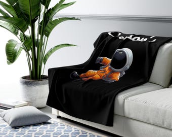 Manta de forro polar Sherpa personalizada con diseño de astronauta, manta infantil con temática espacial.