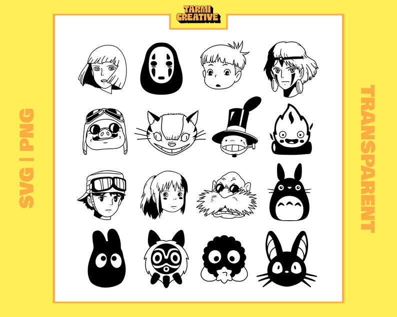 Studio Ghibli SVG Pack, Totoro SVG, Anime Clipart SVG, Ghibli Print