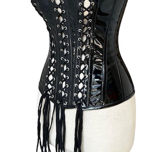 Corset tendance désossé en acier robuste | Corset de costume en PVC noir pour femme